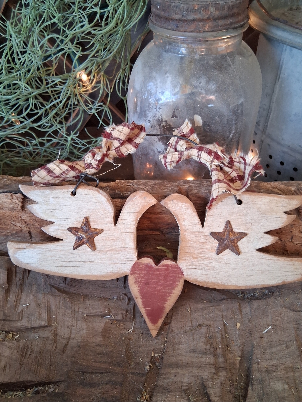 Primitive Folk Art Dove Pair - Picture 3 of 8